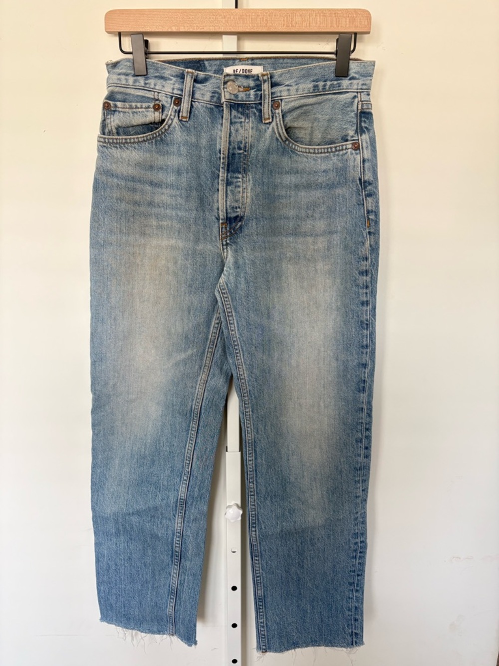RE/DONE High Rise Straight Leg Jeans Light Wash Vintage Style Size 27